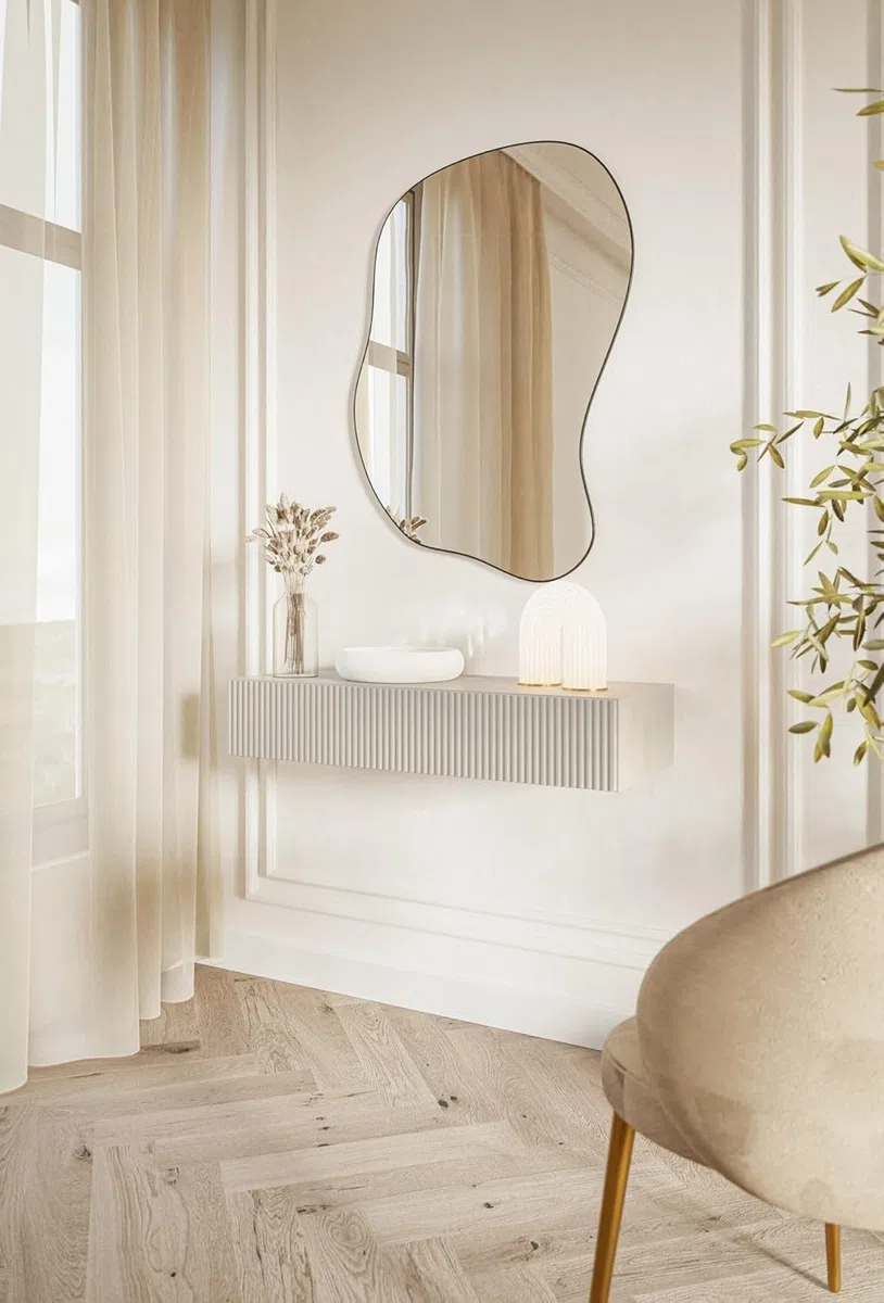 Selsey Veldio - Tavolo da toeletta con cassetto sospeso, 90 cm, colore: grigio beige