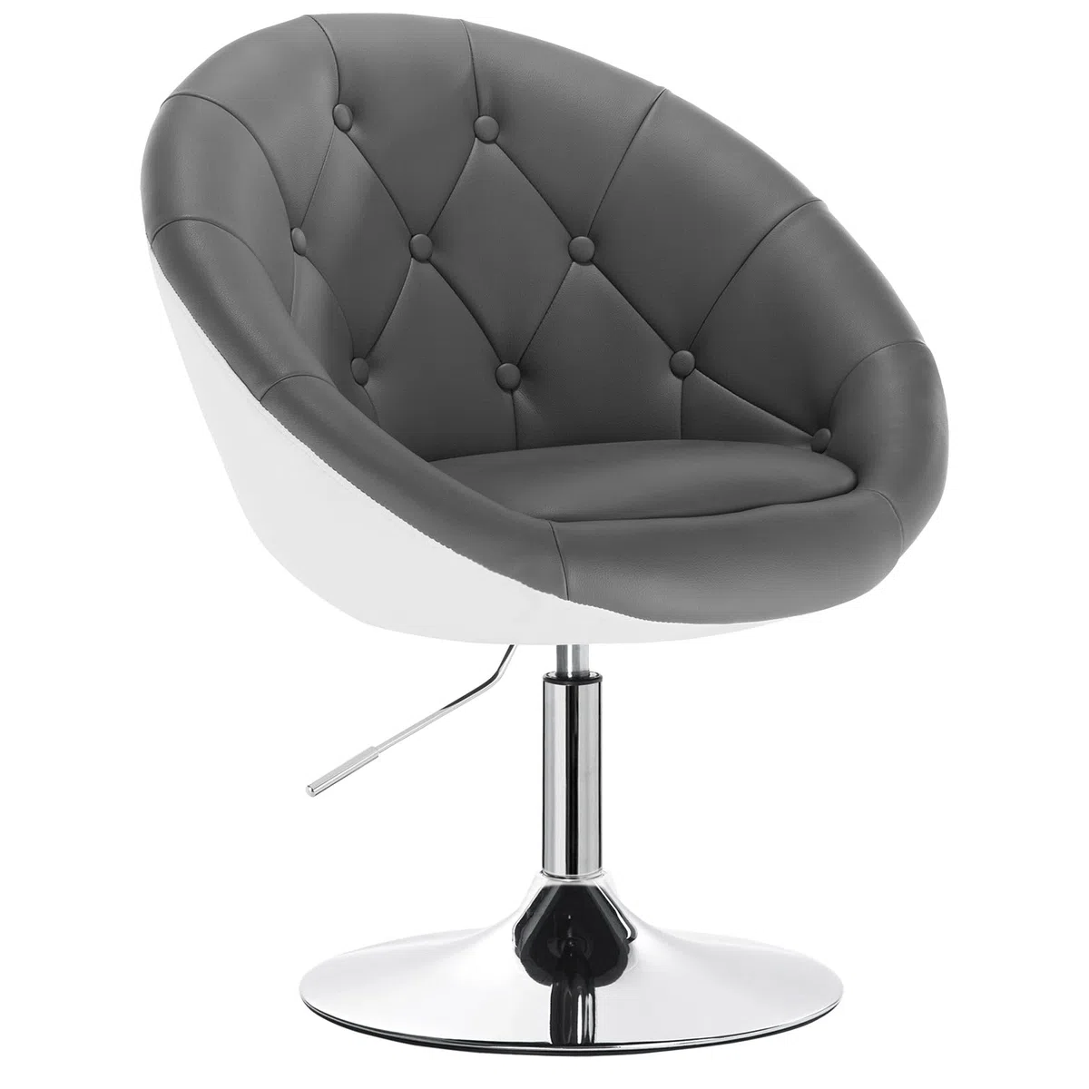 WOLTU Poltroncina da Bar Sgabello Girevole Sedia con Schienale Braccioli in PU Altezza Regolabile Grigio+Bianco