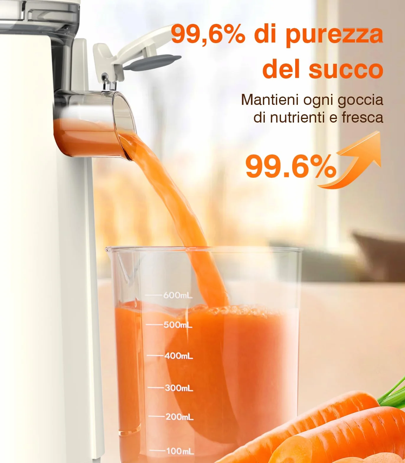 Estrattore Frutta e Verdura, Zasmira Estrattore con Scivolo di Alimentazione da 120 mm, Kein Vorschneiden Entsafter für Gemüse und Obst,Purezza del Succo del 99,6%/REV-Modus/Einfacher zu Reinigen