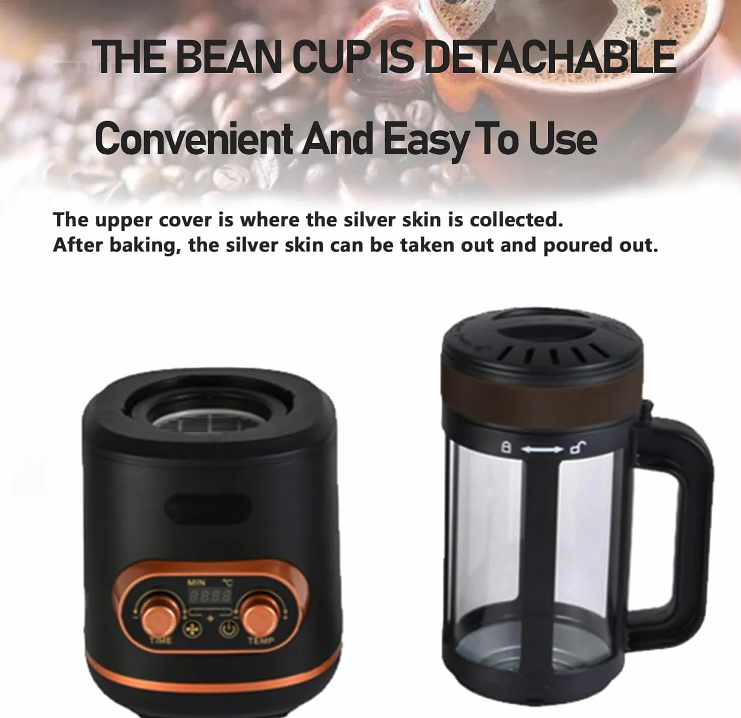 Tostatrice per caffè, Tostatrice elettrica per Chicchi di caffè da 2400 W con Tempo e Temperatura Regolabili, Tostatrice per Chicchi di caffè da 300 g, Kit per tostatura del caffè PE