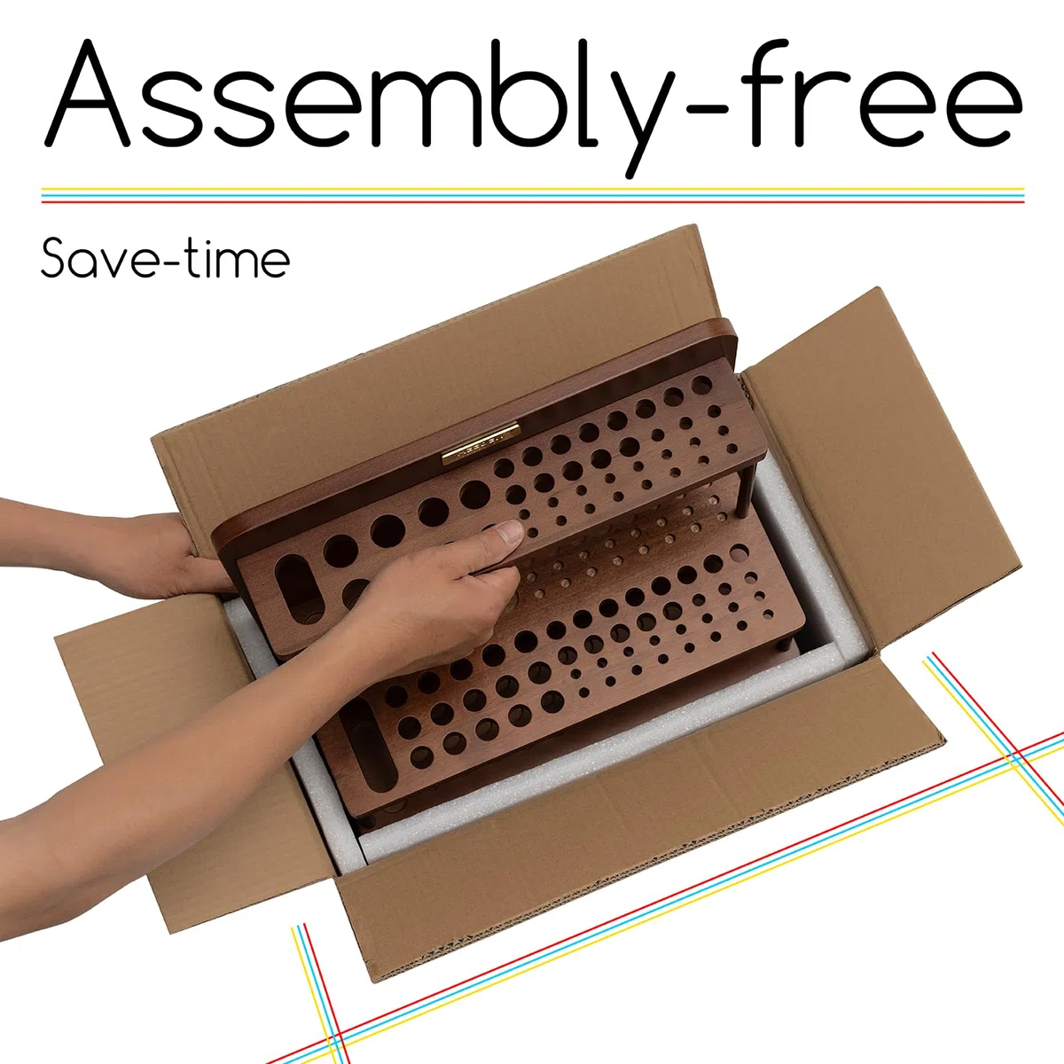 MEEDEN PRO Support per Pennelli: Organizzatore in legno a 2 livelli per pennelli da pittura - Supporto per pennelli ad alta capacità - Raccoglitore per forniture artistiche per scrivania