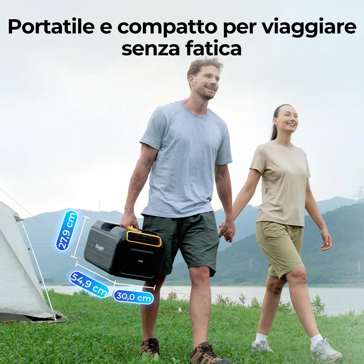 BougeRV PC35 Condizionatore Portatile, 3500 BTU Climatizzatore, 5 in 1 con App, Compatto, AC 100V-240V, Condizionatore da Campeggio per Camper, Tenda, Camion, Van