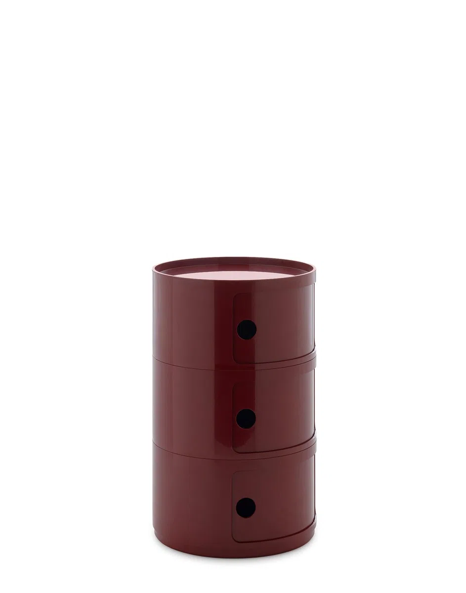 Kartell Componibili Big, Mobile Contenitore 3 Elementi, Diametro 42 cm, Bordeaux
