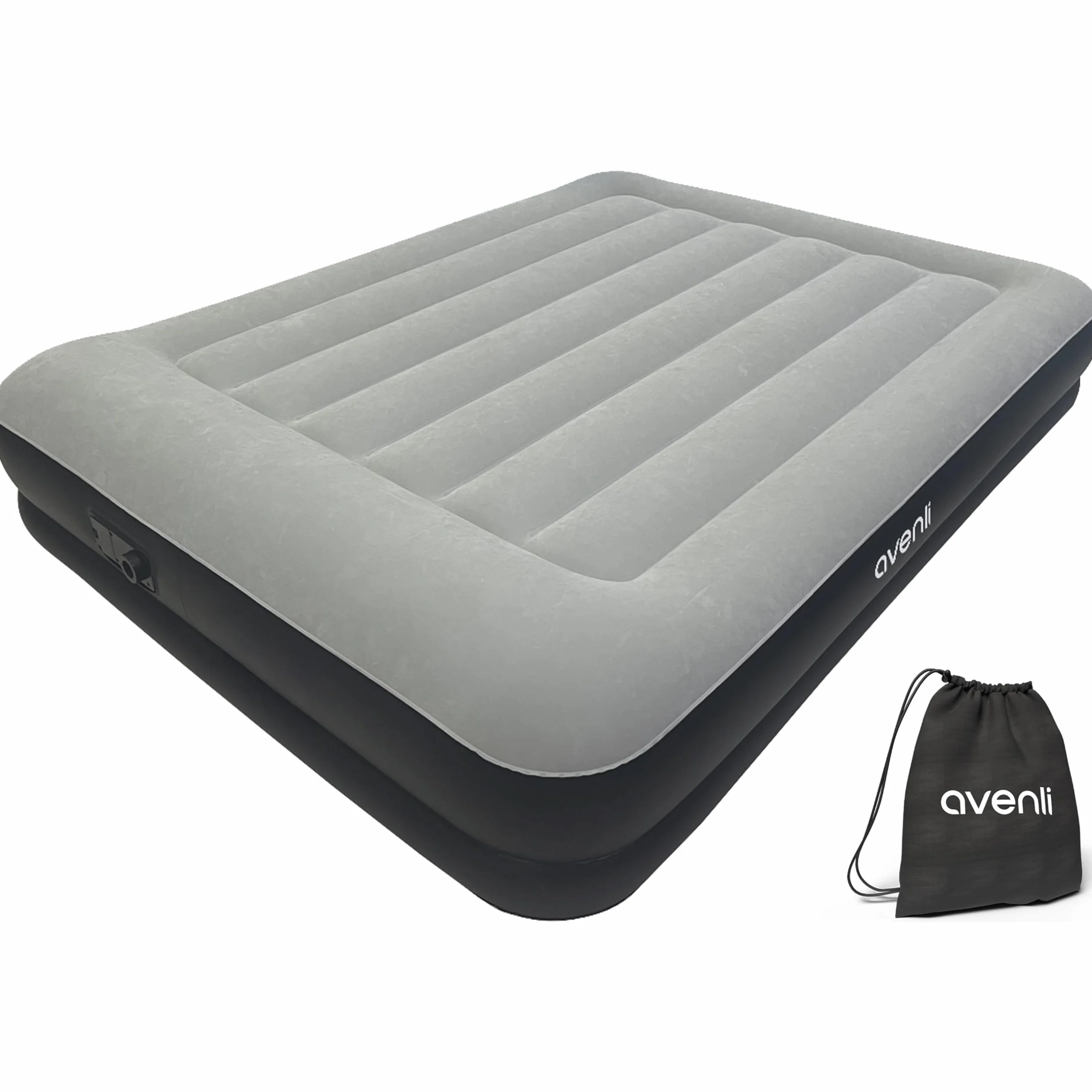 AVENLI Materasso gonfiabile autogonfiabile Queen-Size 203x152x36 cm, 2 persone, I-Beam, autogonfiabile, fino a 300 kg, grigio, campeggio letto ospiti outdoor