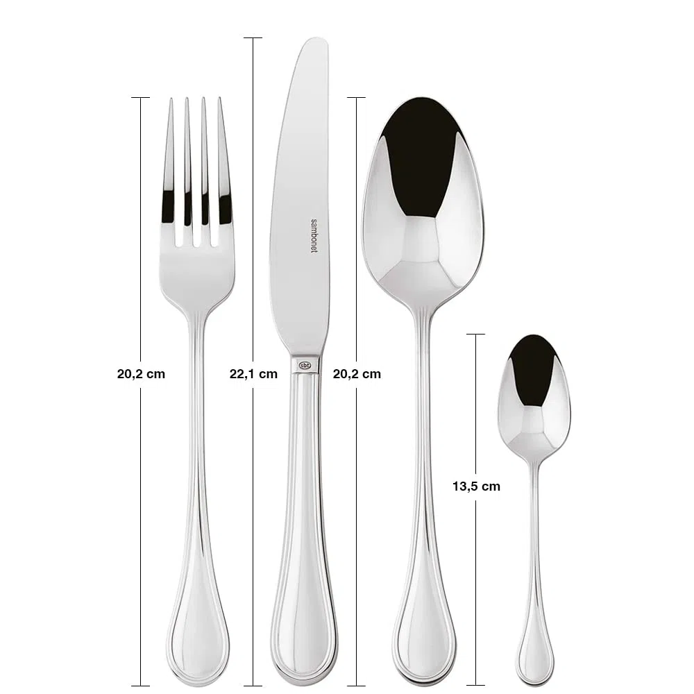 Sambonet Royal 52563-G2 - Set di Posate da Tavola monoblocco in acciaio inox 18/10, per 12 persone, 48 pezzi: 12 forchette, 12 cucchiai, 12 coltelli, 12 cucchiaini da tè
