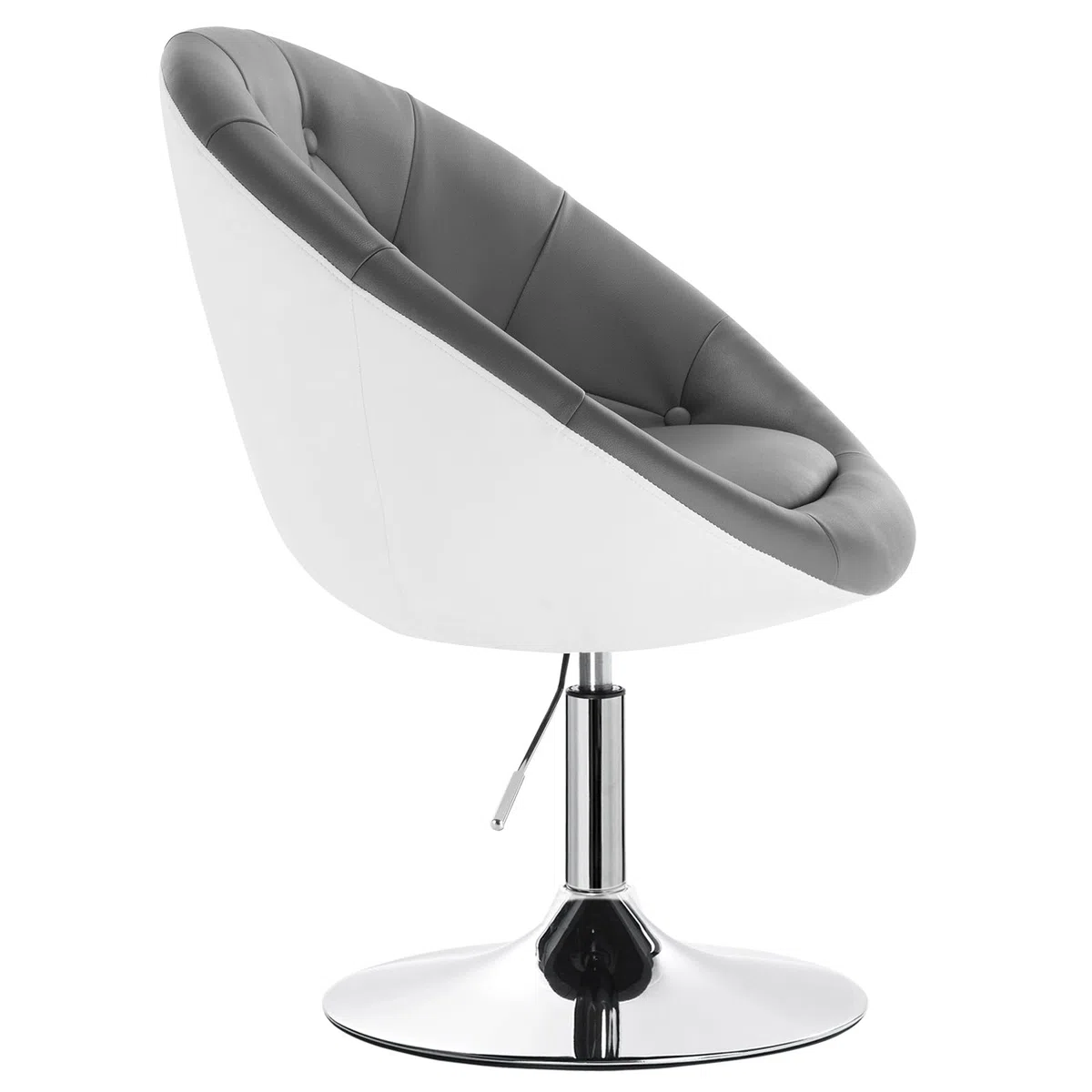 WOLTU Poltroncina da Bar Sgabello Girevole Sedia con Schienale Braccioli in PU Altezza Regolabile Grigio+Bianco