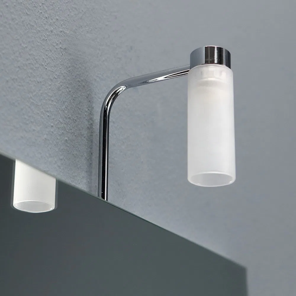 Kiamami Valentina - Mobile Bagno Sospeso 56 CM + Lavabo in Ceramica | Specchio a Filo Lucido incluso | Porta Asciugamani Cromato | Adatto a Spazi Ridotti, Bianco, Metallo